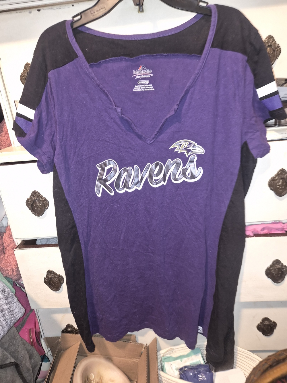Majestic Purple and Black Baltimore Ravens V-Neck Tee